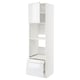 White METOD kitchen unit with glossy drawer and shelves, modern and sleek design.