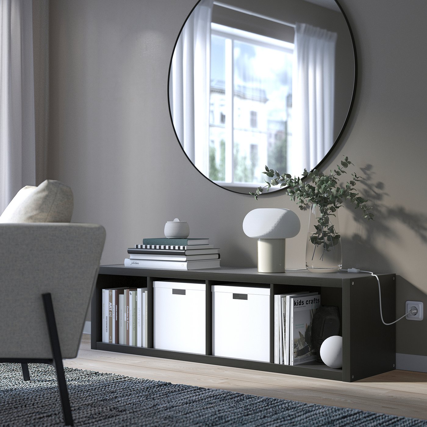 KALLAX カラックス シェルフユニット, ブラックブラウン, 42x147 cm - IKEA