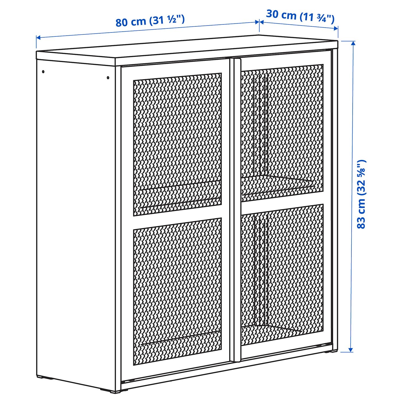 IKEA IVAR キャビネット ブラックメッシュ 80x83 cm IVAR イーヴァル キャビネット 扉付, ブラック メッシュ, 80x83
