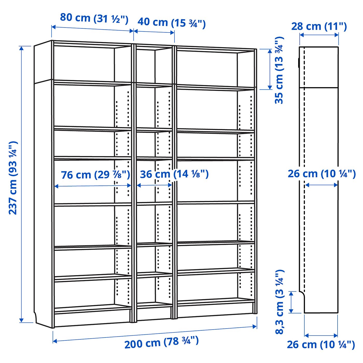 【Alice】IKEA ビリーと上部追加ユニットセット　2セット BILLY ビリー 上部追加ユニット, オーク調, 40x28x35 cm - IKEA