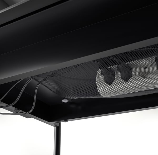 RANNÄS طاولة تلفزيون مع أبواب, أسود/أسود زجاج, ‎178x42 سم‏