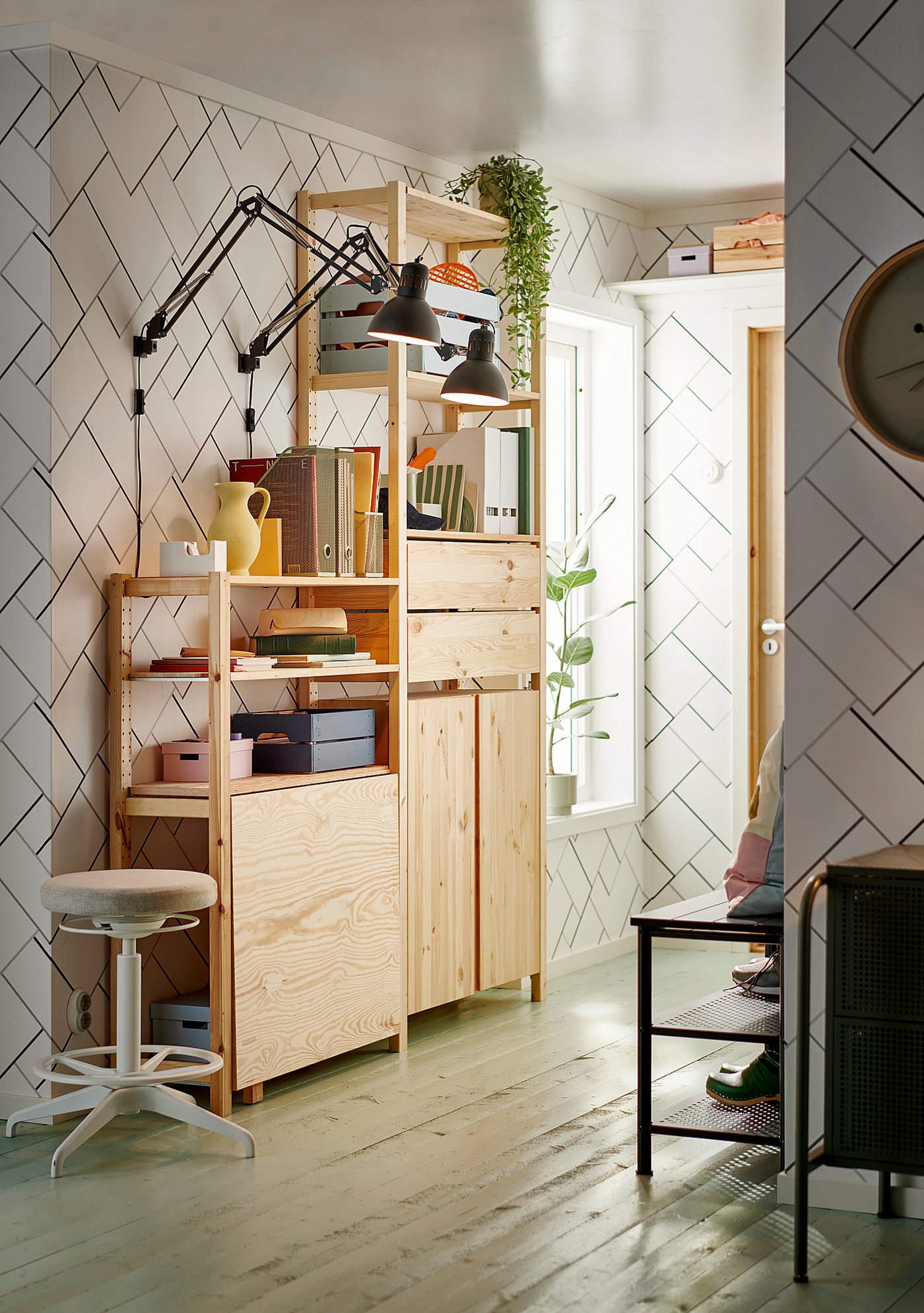 IKEA イヴァール IVAR イーヴァル キャビネット 扉付, ブラック メッシュ, 80x83
