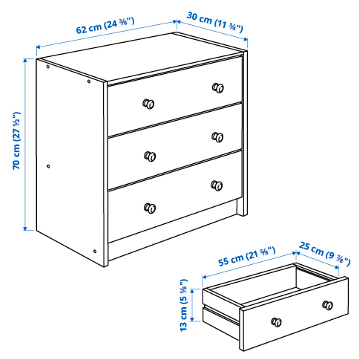 IKEA RAST 3段チェスト RAST ラスト チェスト（引き出し×3）, パイン材, 62x70 cm - IKEA