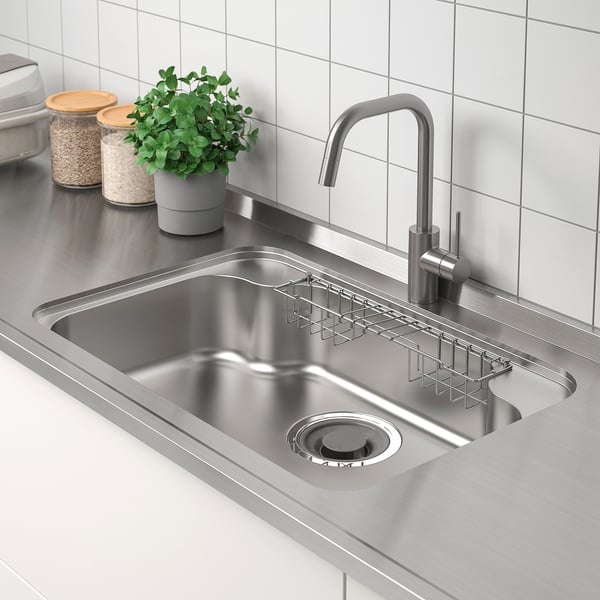 TISJÖN ティショーン シンク, ステンレススチール/カスタムメイドワークトップ ステンレススチール用, 77x50 cm