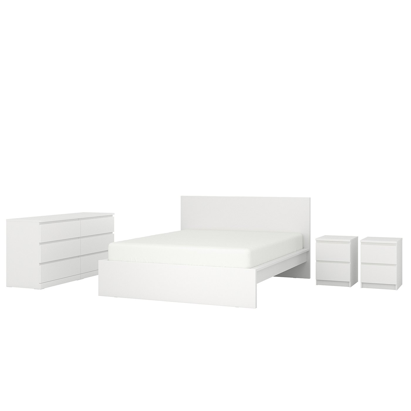 MALM マルム ベッドルーム家具4点セット, ホワイト, 160x200 cm