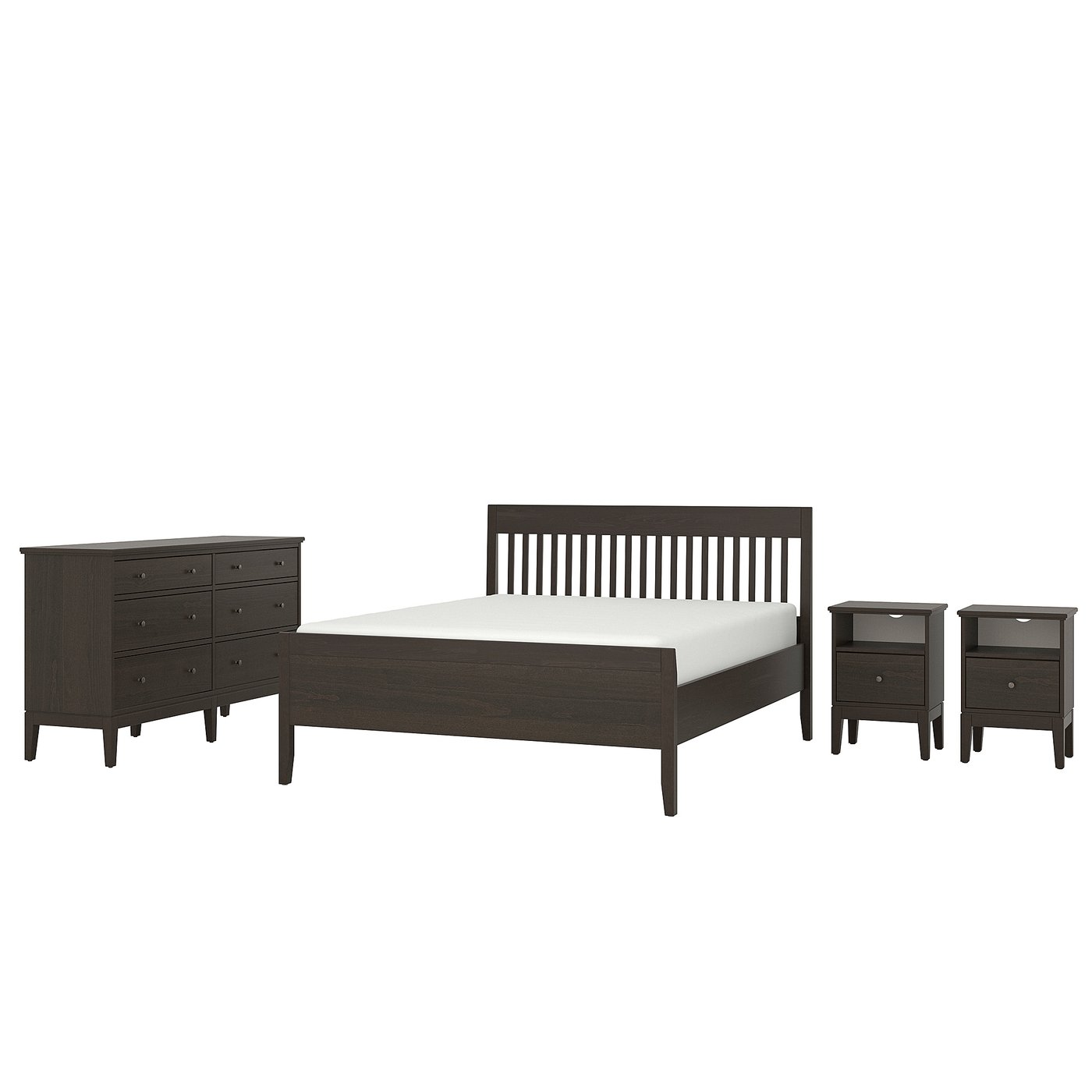 IKEA ダークブラウン 4段ベッドチェスト IDANÄS イダネス ベッドルーム家具4点セット, ダークブラウン