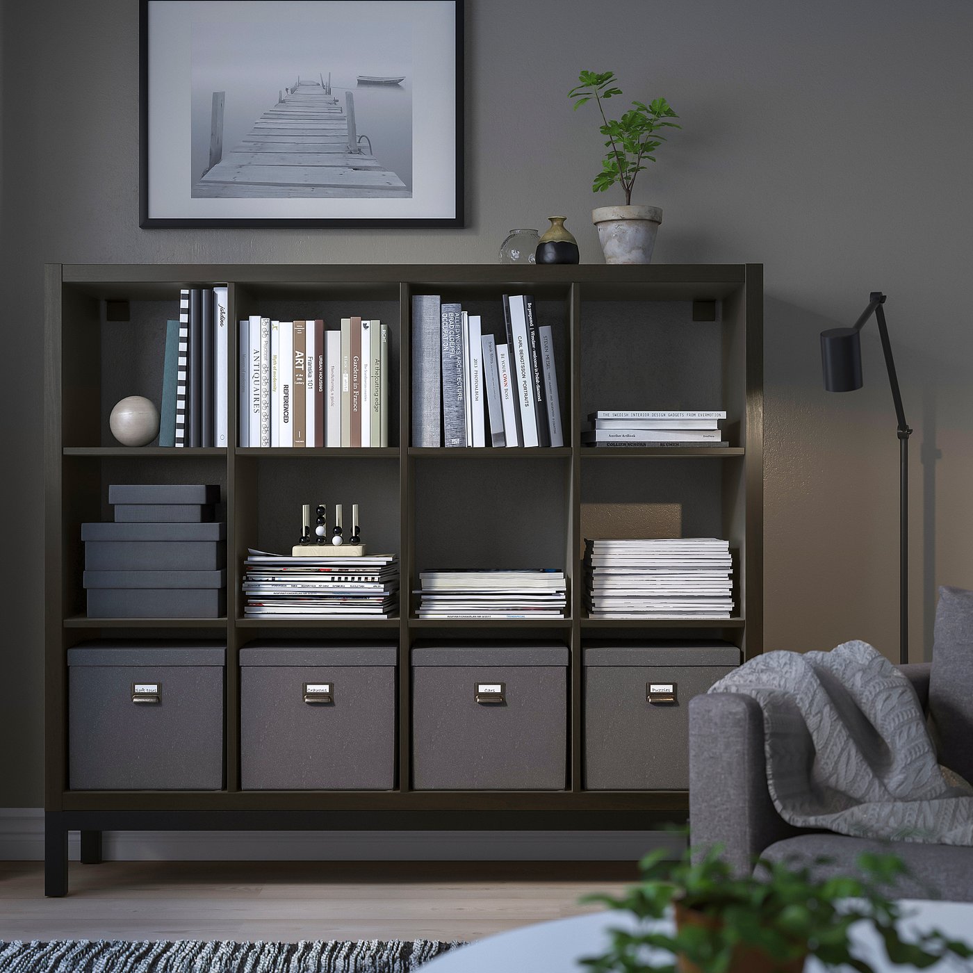 専用　　IKEA カラックス　棚　ブラックブラウン KALLAX カラックス シェルフユニット 下部フレーム付き