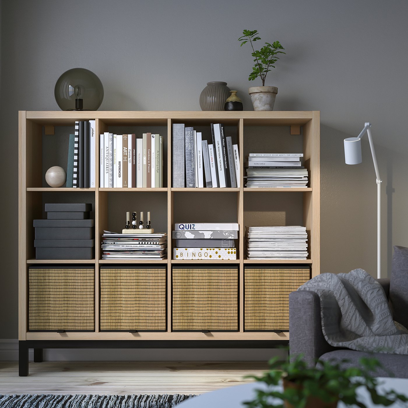 ＊UNO＊ 　IKEA  KALLAX  シェルフユニット　下部フレーム付 KALLAX カラックス シェルフユニット 下部フレーム付き, 扉2枚