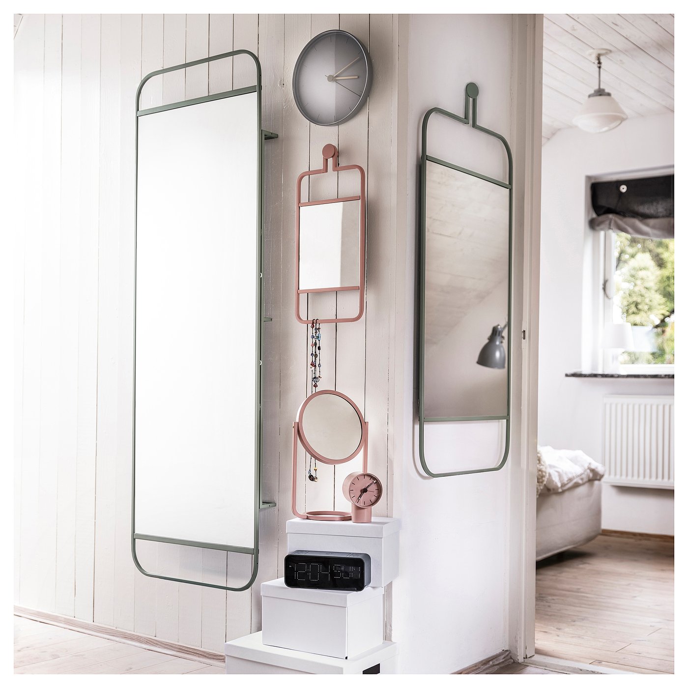 GRANVÅG グランヴォーグ ミラー, 壁掛け/グリーン, 50x110 cm - IKEA
