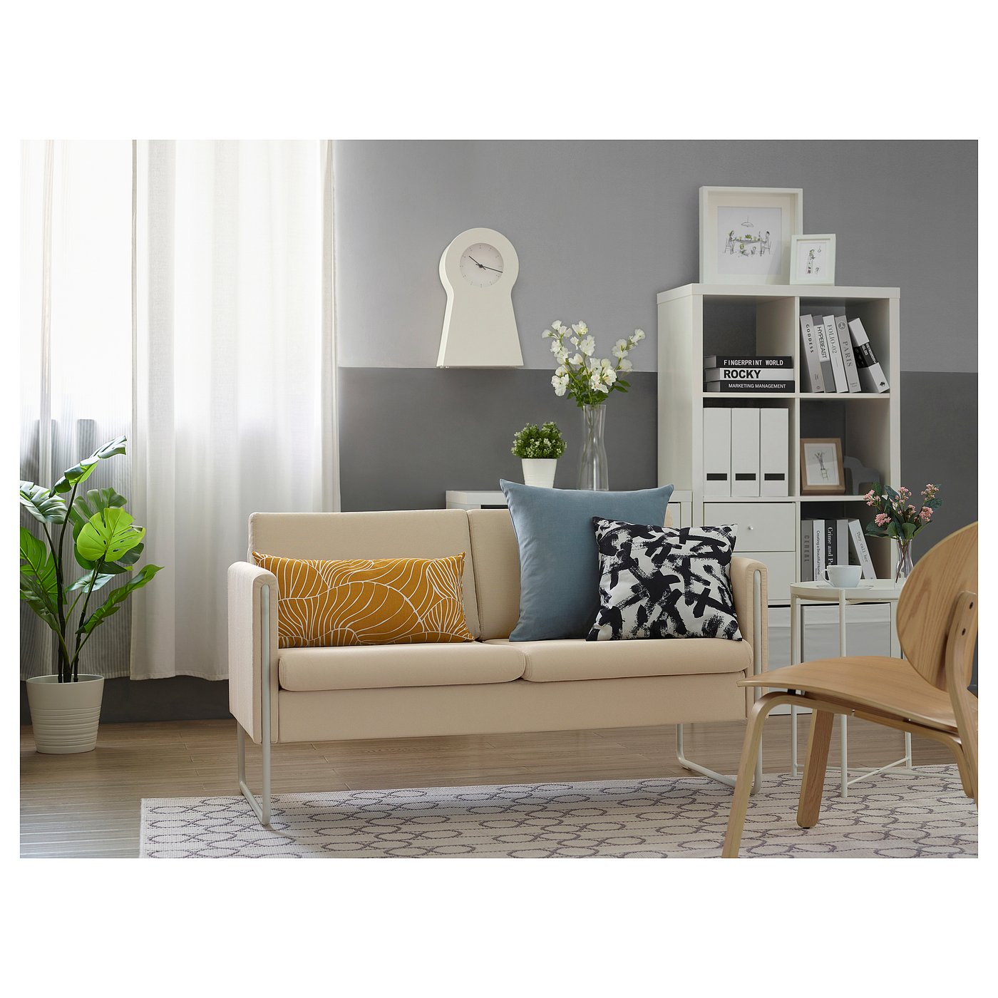 ベージュ ファブリック 2人掛けソファIKEAソファー