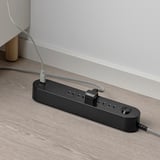 KOPPLA コップラ 電源タップ 5個口 USBポート2口付き, ブラック/ホワイト/テキスタイル, 3.0 m
