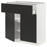 METOD メトード / MAXIMERA マキシメーラ ベースキャビネット 引き出し＆扉2枚付き, ホワイト/ニッケボー マットチャコール, 80x41x80 cm