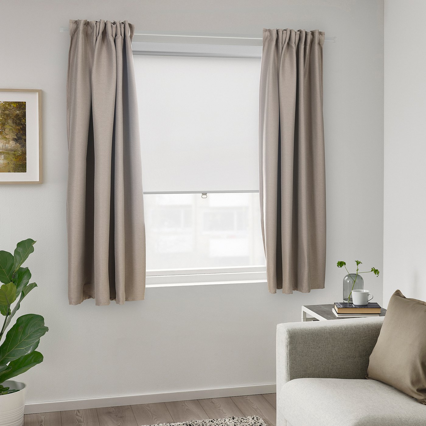 VILBORG ヴィルボリ ドレープカーテン 1組, ダークグレーベージュ