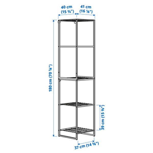 JOSTEIN ヨースタイン シェルフユニット, 室内/屋外用/メタル ホワイト, 41x40x180 cm