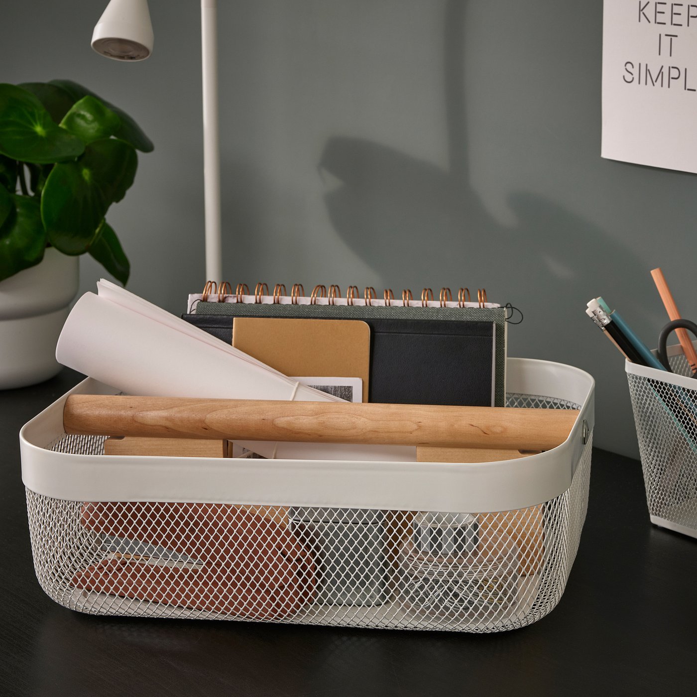 IKEA RISATORP リーサトルプ RISATORP リーサトルプ バスケット 仕切り付き, ホワイト
