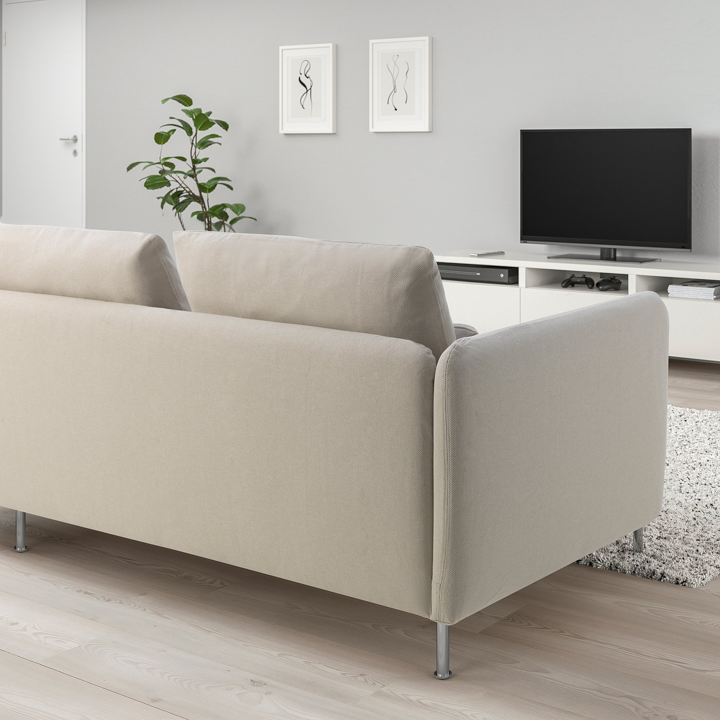 【美品/無料配送】IKEAソーデルハムンコンパクト3人掛 ヴィーアルプ ベージュ SÖDERHAMN ソーデルハムン 3人掛けコンパクトソファセクション