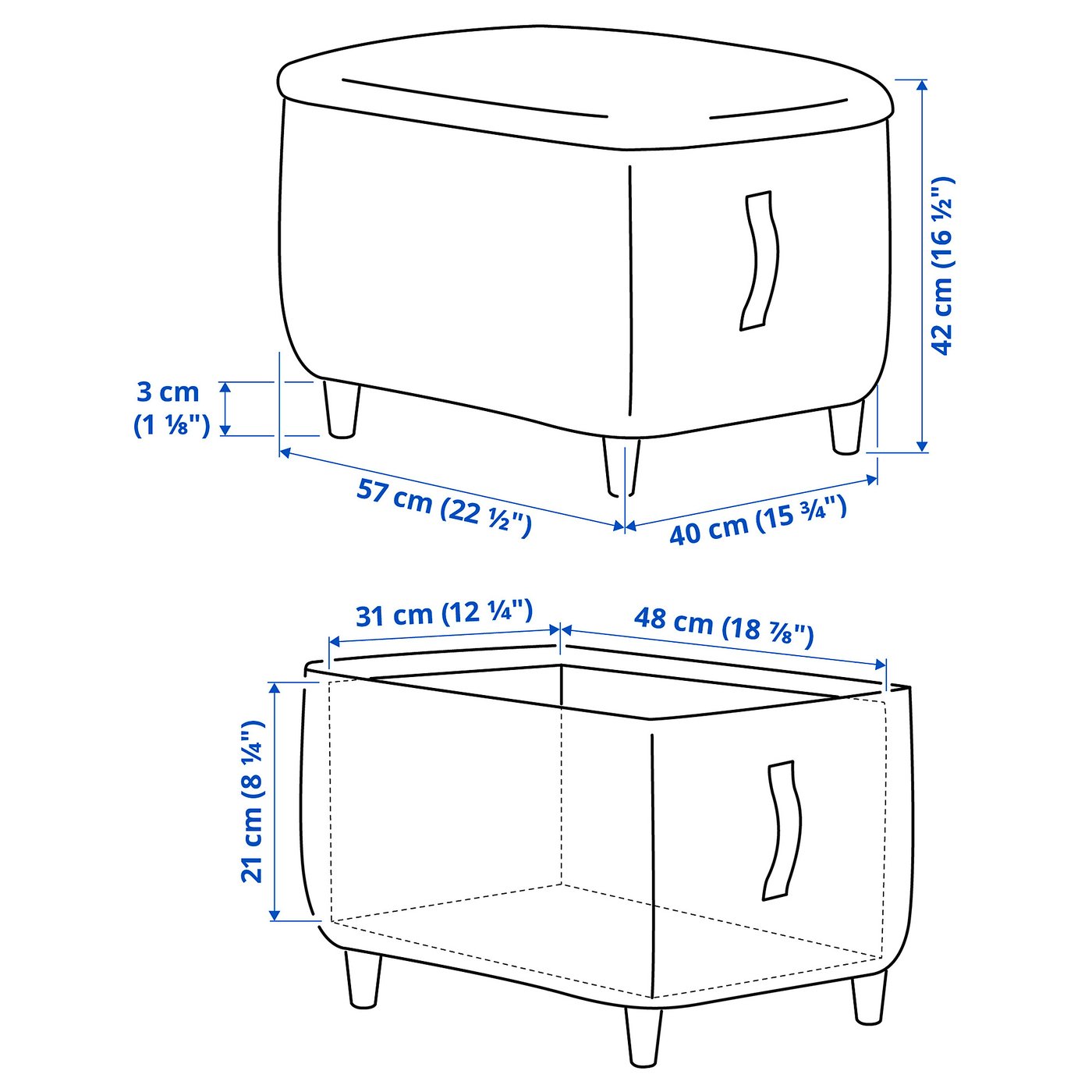 IKEA 収納付きオットマン ホワイト　★新品カバー付 kivik-footstool-with-storage-