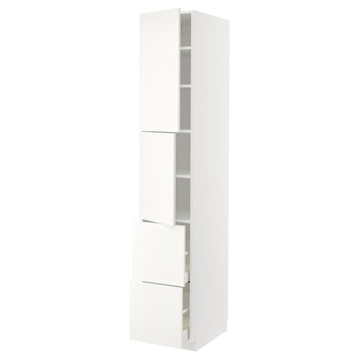 METOD メトード / MAXIMERA マキシメーラ ハイキャビネット 扉2枚+引き出し2段付き, ホワイト/ヴァルステナ ホワイト, 40x60x220 cm