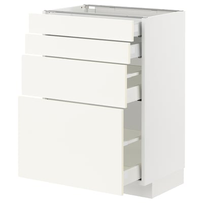 METOD メトード / MAXIMERA マキシメーラ ベースキャビネット 引き出し前部4枚/引き出し4個, ホワイト/ヴァルステナ ホワイト, 60x41x80 cm
