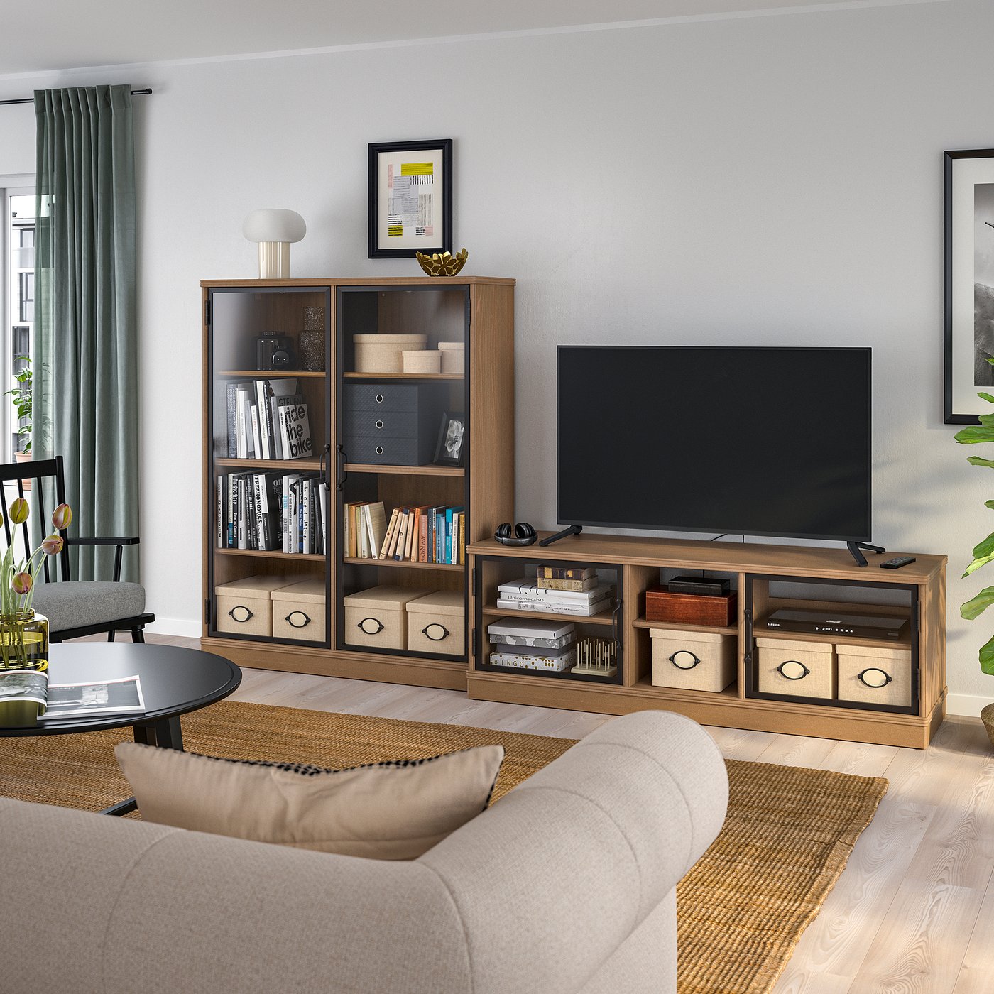 LANESUND ラーネスンド テレビボード, グレーブラウン