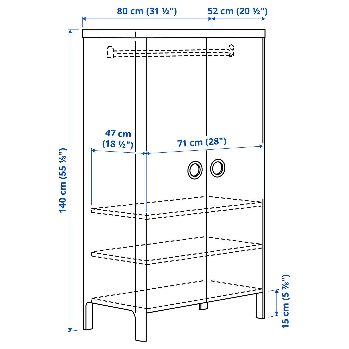 IKEA イケア BUSUNGE ブースンゲ クローゼット タンス BUSUNGE ブースンゲ ワードローブ, ホワイト, 80x140 cm - IKEA