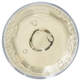 Clear glass plate with intricate bubble patterns on the edge. Ideal for serving meals.