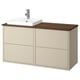 HAVBÄCK beige bathroom vanity with sink and drawer.