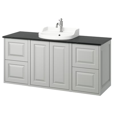 White TÄNNFORSEN bathroom vanity with sink and storage, wall-mounted.