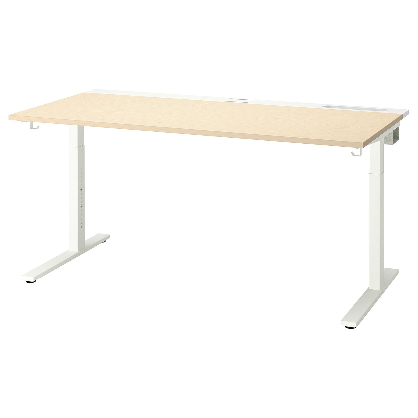 【簡単組立】IKEA イョルスタ天板 × ブラック脚 デスク 配線トレー付き MITTZON ミッツォーン デスク, オーク材突き板/ブラック, 140x60