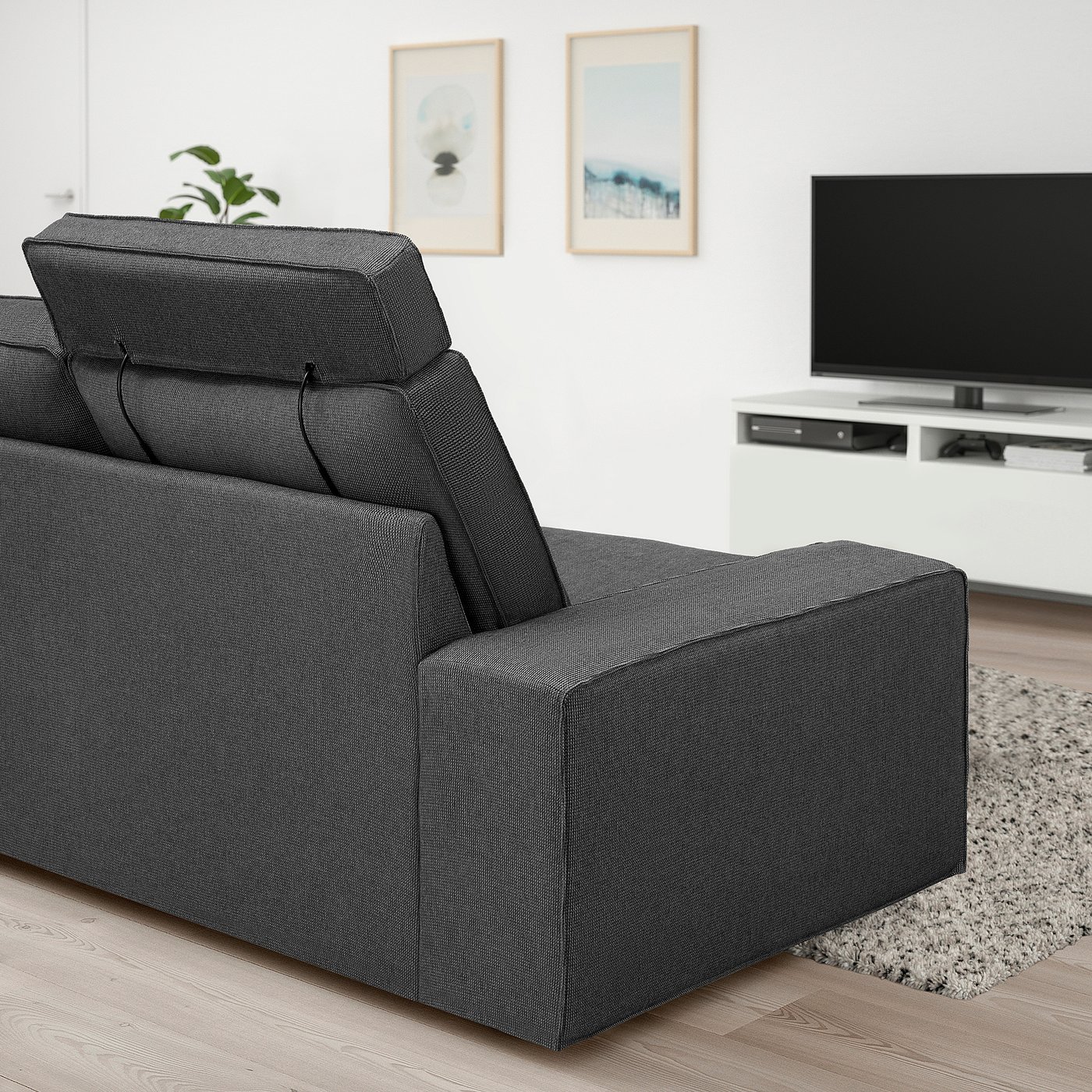 IKEA ヘッドレスト 黒革 ÄSPERED エスペレード ヘッドレスト, トレースンド チャコール