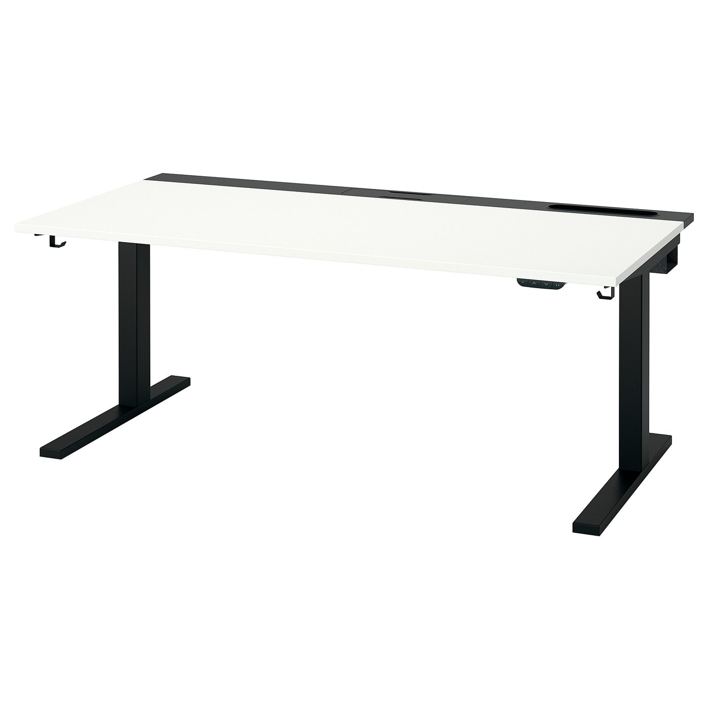 IKEA昇降可能なデスク 約W105 D65 H63〜93cm MITTZON ミッツォーン デスク 昇降式, 100V ホワイト/ブラック