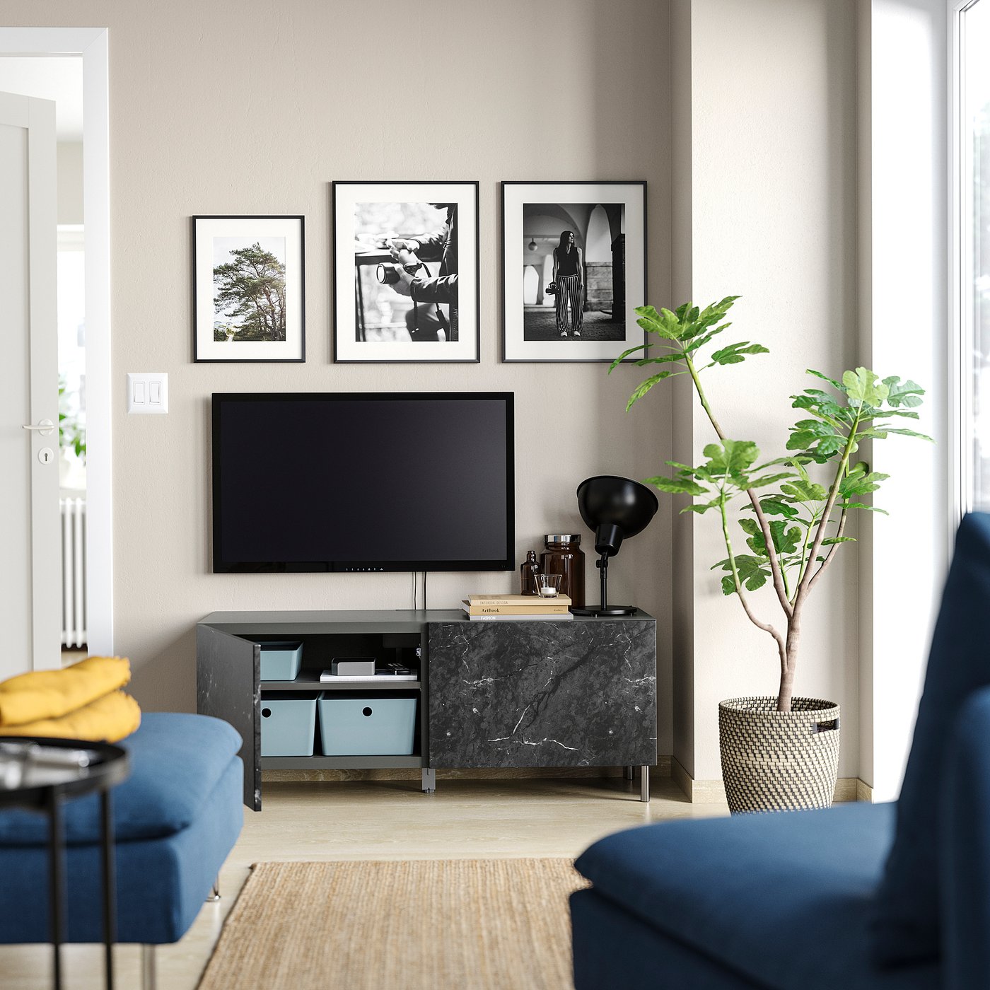 IKEA BESTA ベストー　グレー テレビボード TV ダークグレー BESTÅ ベストー テレビ台 引き出し付き, ダークグレー ラップ