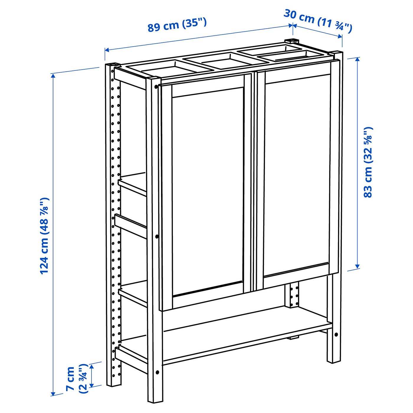 IVAR イーヴァル シェルフユニット 扉付き, パイン材/フェルト