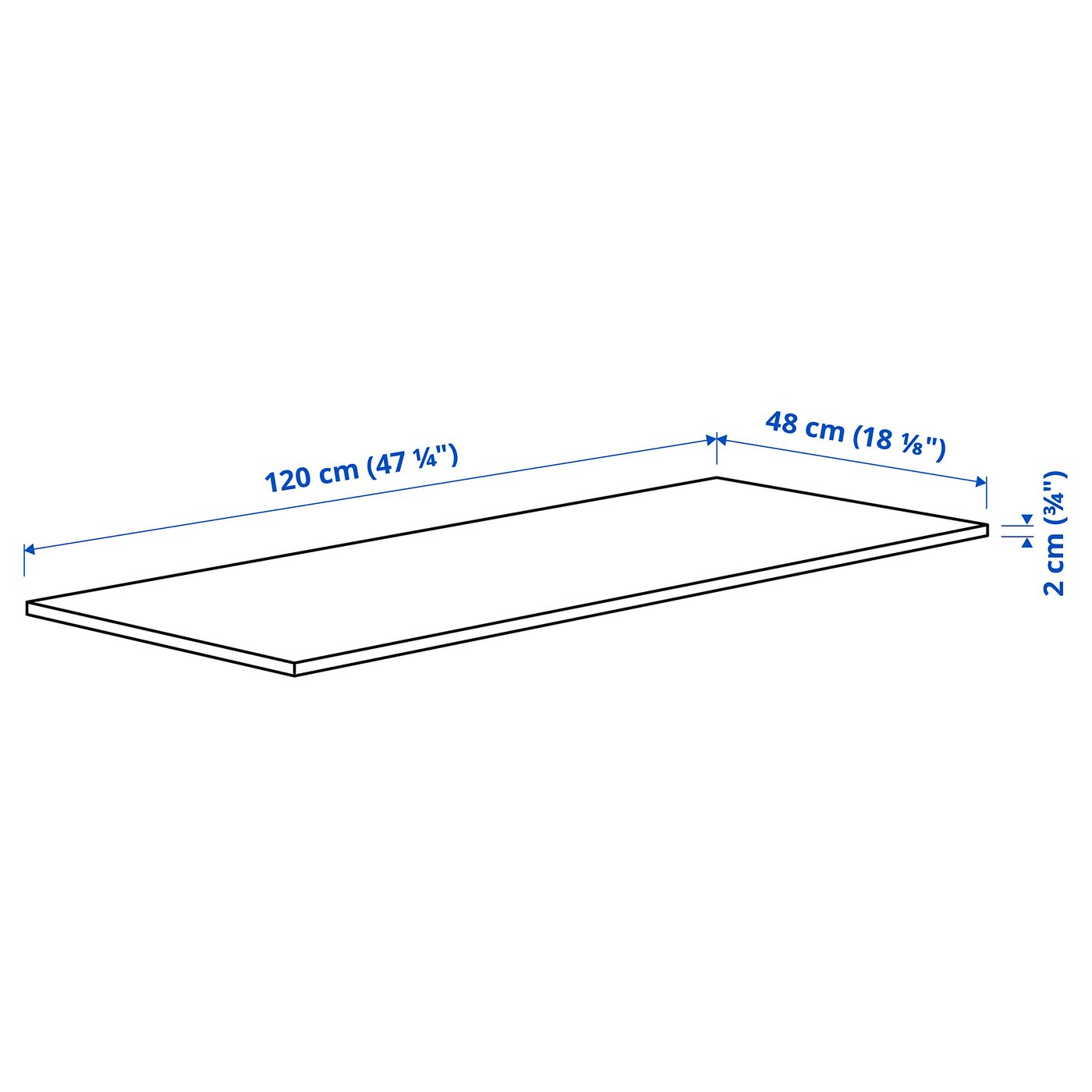 Maillet　板のみ MITTZON ミッツォーン 天板, ホワイト, 120x48 cm - IKEA