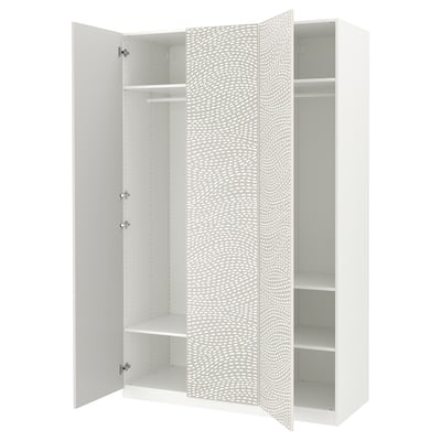 PAX / MISTUDDEN تشكيلة دولاب ملابس., أبيض/رمادي نقش, ‎150x60x236 سم‏