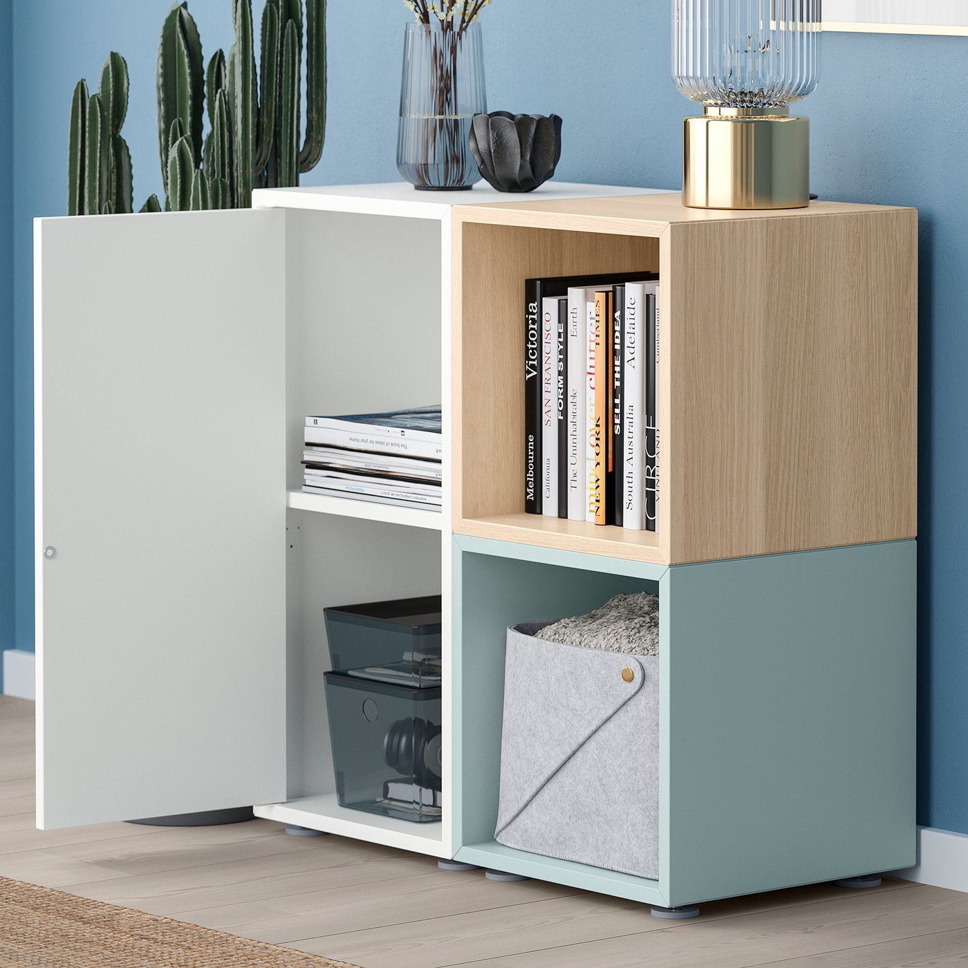 IKEA　エーケト　キャビネット脚付き　グレー　完成品　専門業者組立て品 IKEA エーケト キャビネット脚付き グレー 完成品 専門業者