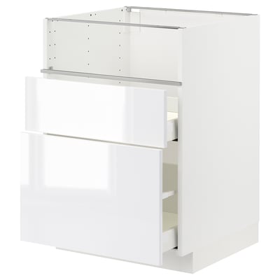 METOD メトード / MAXIMERA マキシメーラ ベースキャビネット コンロ/フィッシュグリル/引き出し2用, ホワイト/リンガフルト ホワイト, 60x60x80 cm