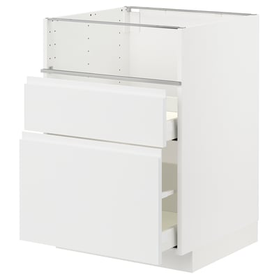 METOD メトード / MAXIMERA マキシメーラ ベースキャビネット コンロ/フィッシュグリル/引き出し2用, ホワイト/ヴォックストルプ マットホワイト, 60x60x80 cm