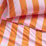 SLÅNHÖSTMAL غطاء لحاف و ٢ غطاء مخدة, orange/pink/مخطط, ‎240x220/50x80 سم‏