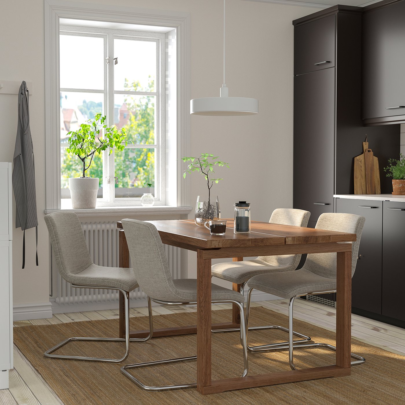 送料込み IKEA MÖRBYLÅNGA モールビロンガ140×85cm MÖRBYLÅNGA モールビロンガ テーブル, オーク材突き板 ブラウン