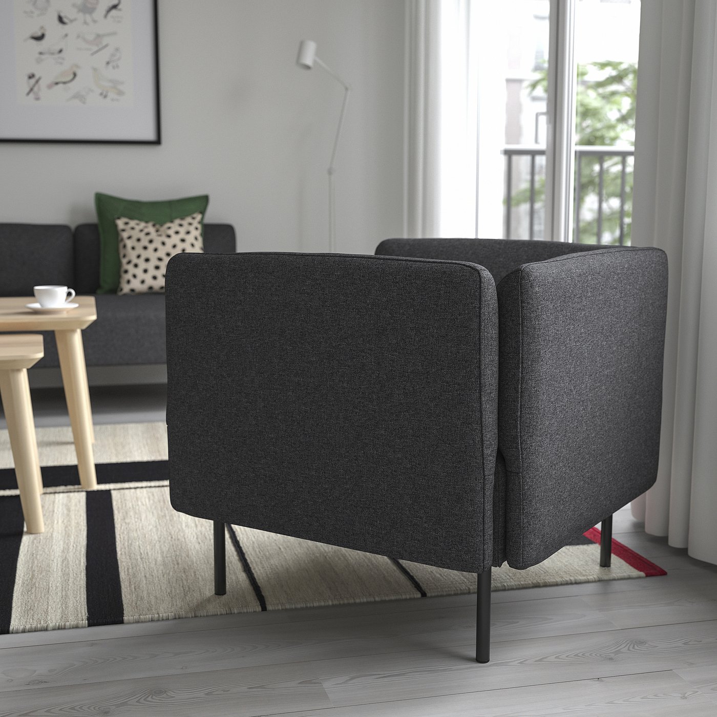 IKEA シングルチェア POÄNG ポエング パーソナルチェア＆オットマン, バーチ材突き板