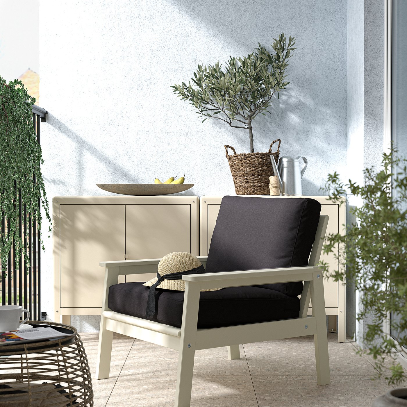 IKEA ボンドホルメン 折りたたみチェア 2脚セット SUNDSÖ スンドソー テーブル＆折りたたみチェア2脚, 屋外用