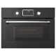Black built-in microwave-convection oven combo with stainless steel handle and digital display.