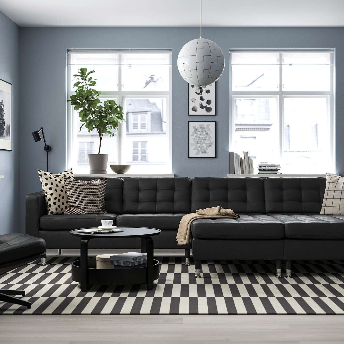 【タカヒロ】IKEA ランズクローナ 定価10万 レザーソファ LANDSKRONA ランズクローナ 4人掛けソファ 寝椅子付き, グラン