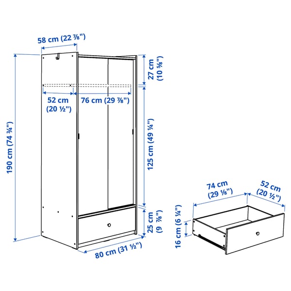 Illustration with measurements for the product: BRUKSVARA.