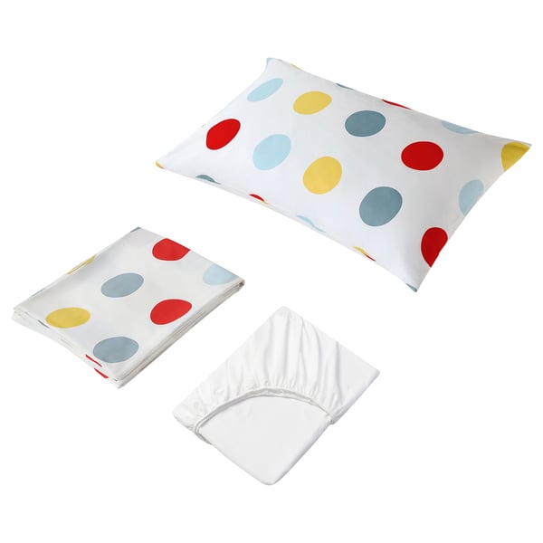 BRUKSVARA บรุคส์วอร่า ชุดเครื่องนอน 3 ชิ้น, หลากสี/ลายจุด, 150x200 ซม.