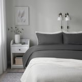 NATTJASMIN นัตต์ยัสมิน ปลอกผ้านวม+ปลอกหมอน 2 ใบ, เทาเข้ม, 200x200/50x80 ซม.