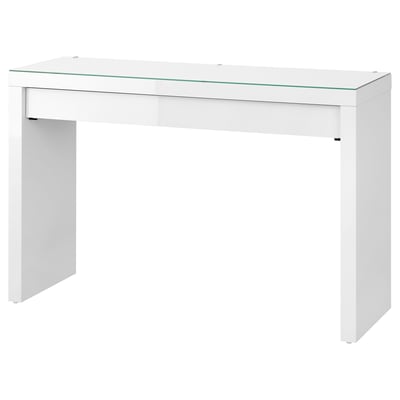 MALM طاولة زينة, أبيض لامع, ‎120x41 سم‏