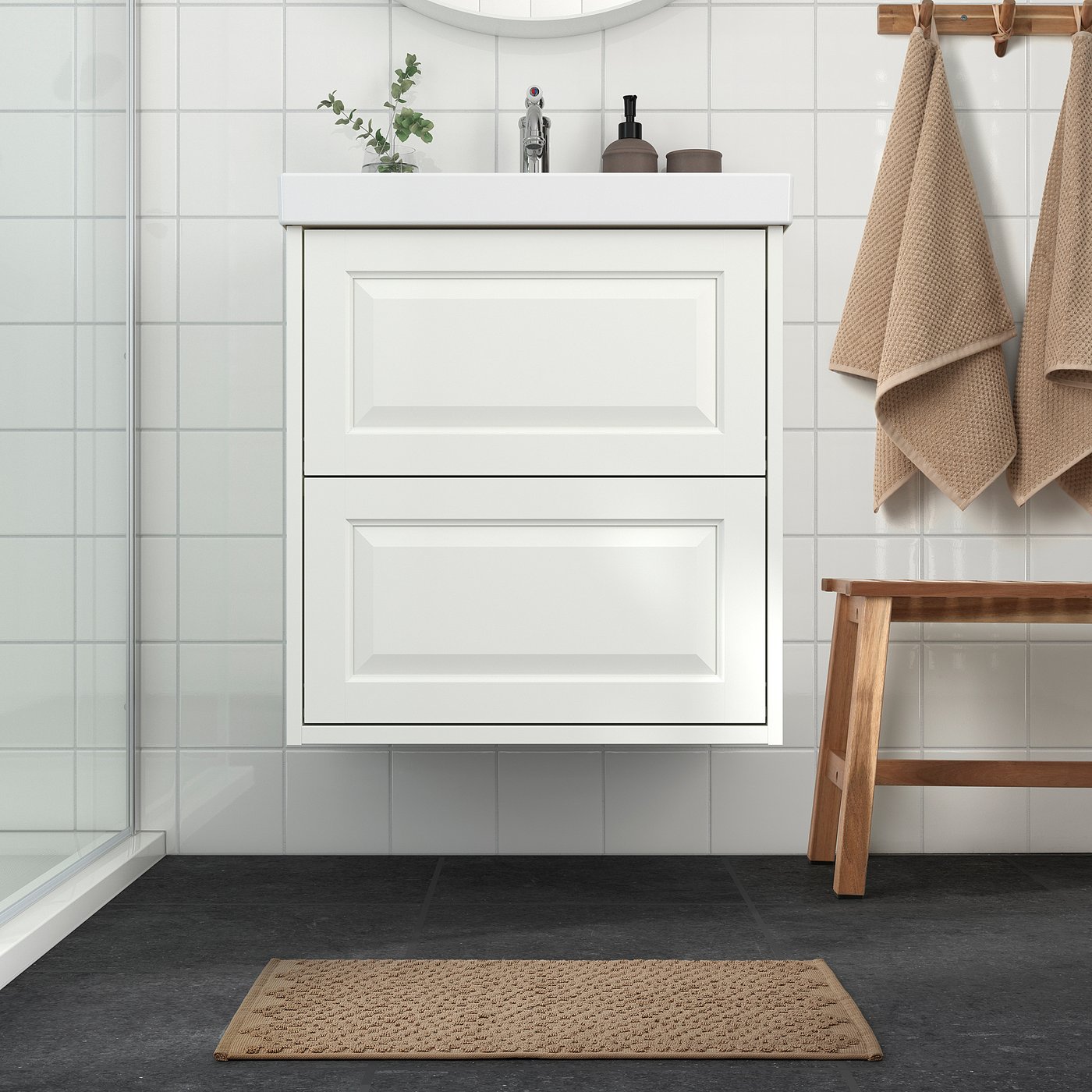 FJÄLLKATTFOT フィエルカットフォト バスマット, ベージュ, 40x60 cm