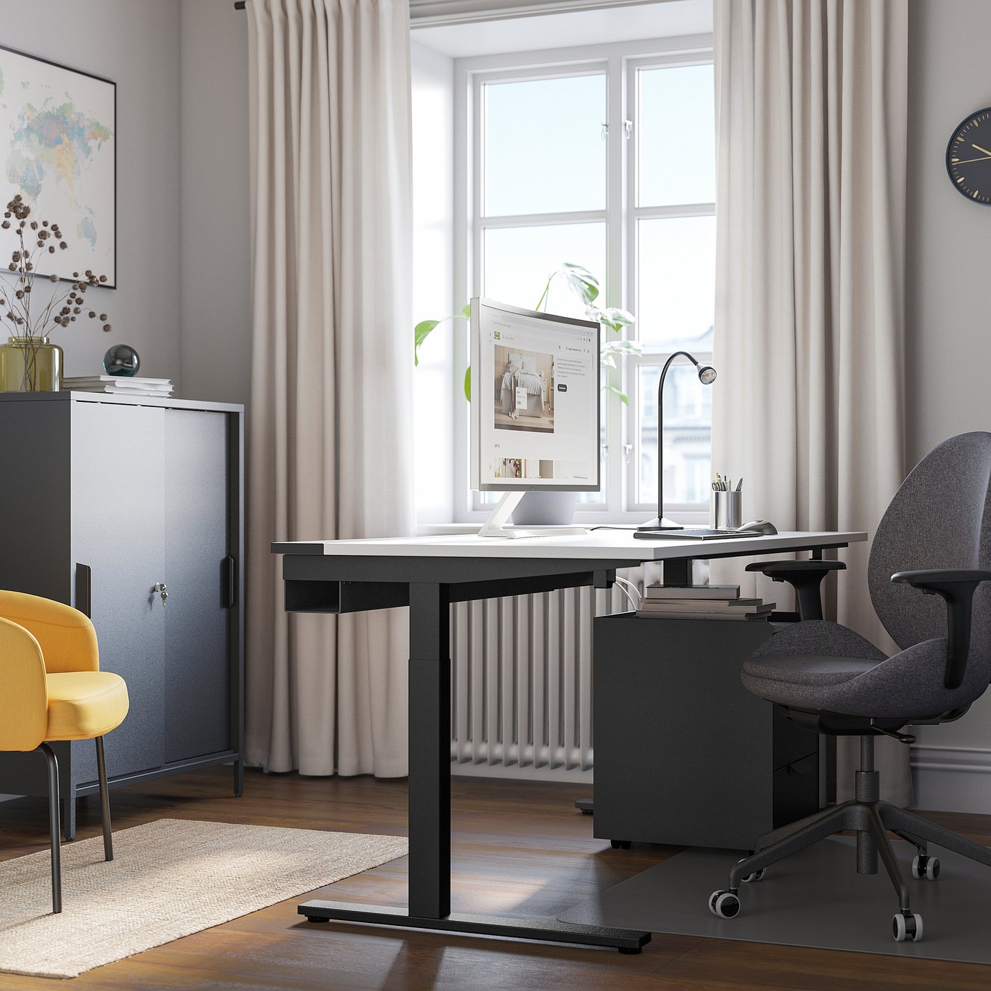 MITTZON ミッツォーン デスク, ホワイト/ブラック, 160x80 cm - IKEA